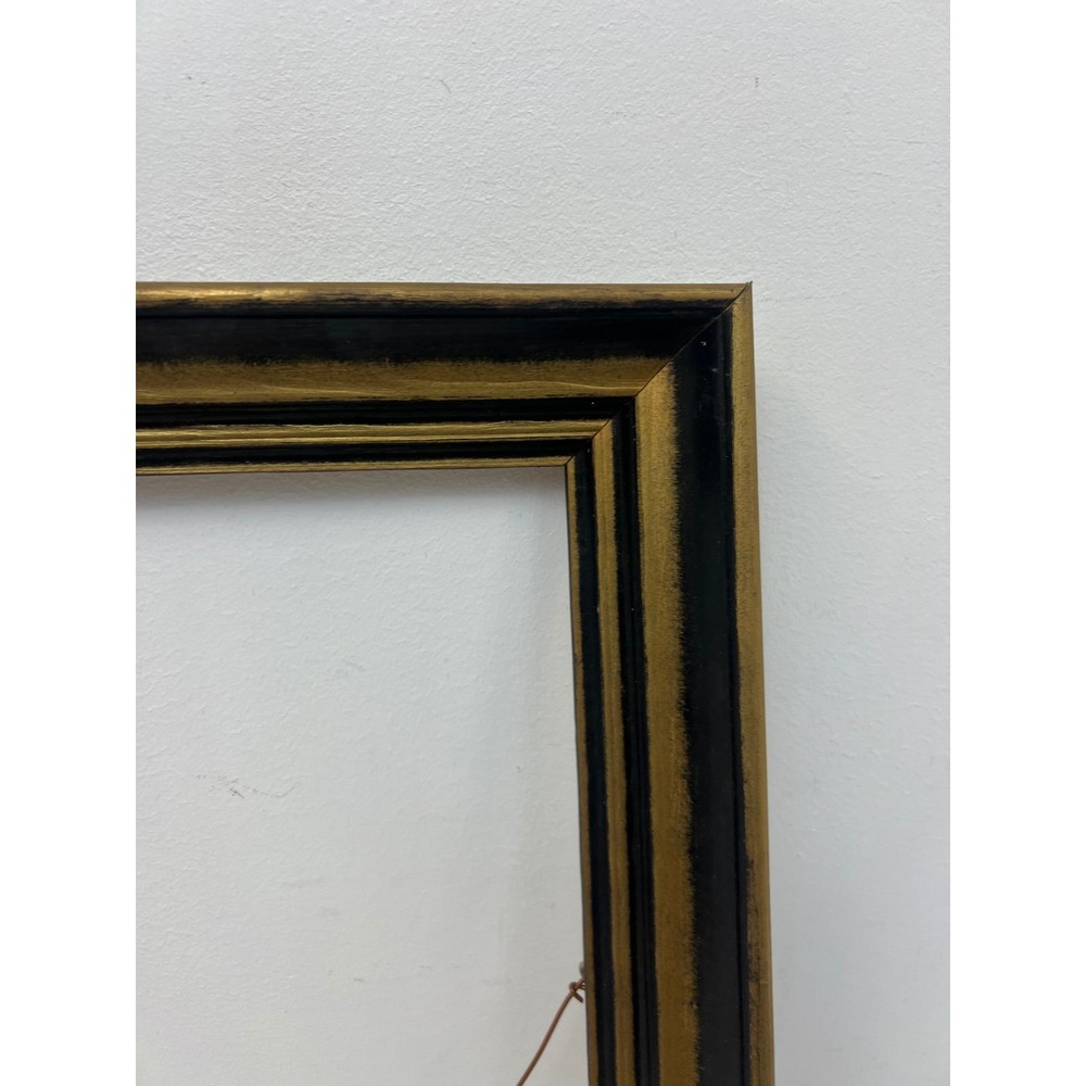 Vintage Wood Picture Frame 16x20 Black Gold Mid Century Wooden Carved Wall Art - Picture 4 of 16
